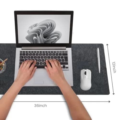 DAWNTREES Felt Desk Mat, Computer Mat for Desk, Dark Gray 91cm x 30cm (36x12Inches) | Non-Slip, Water Absorbing, Desk Protection thumbnail 2