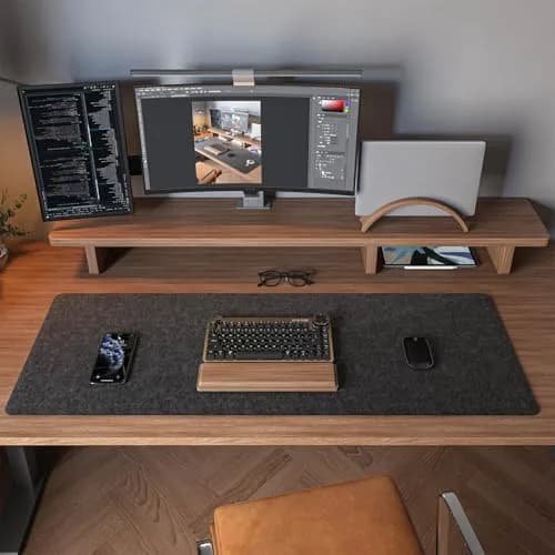DAWNTREES Felt Desk Mat, Computer Mat for Desk, Dark Gray 91cm x 30cm (36x12Inches) | Non-Slip, Water Absorbing, Desk Protection thumbnail 4