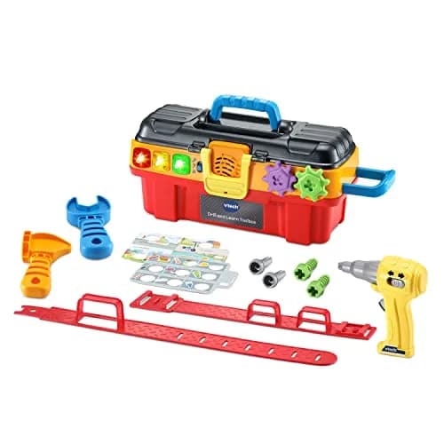 VTech Drill and Learn Toolbox Pro with Working Drill and Tools, 13.2" x 4.9" x 5.6" | Electronic Learning Toy for Ages 2-5 thumbnail 2