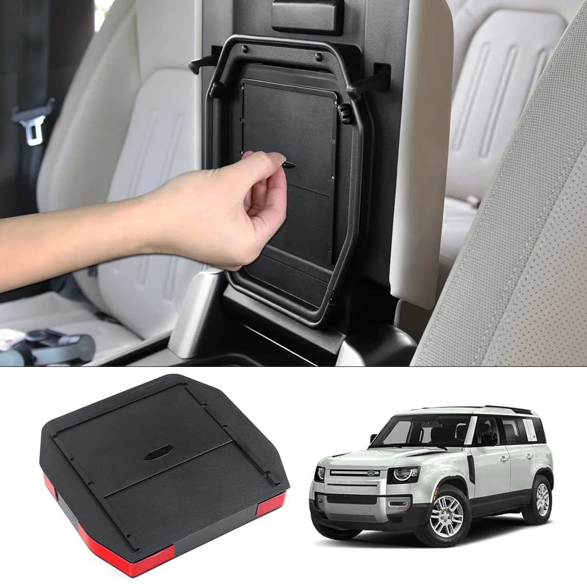 Karltys Center Console Organizer for Land Rover Defender 90 110 130 2020-2026 (Standard Size, Black) | ABS Insert Tray with Multiple Compartments — Armrest Hidden Organizer