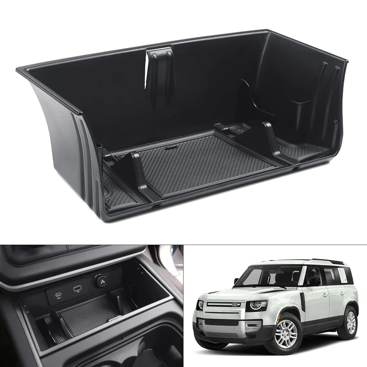 Karltys Center Console Organizer Tray for Land Rover Defender Accessories 90 110 130 2020-2025 2026 | Durable ABS Middle Console Storage Box with Non-Slip Mat - main product image
