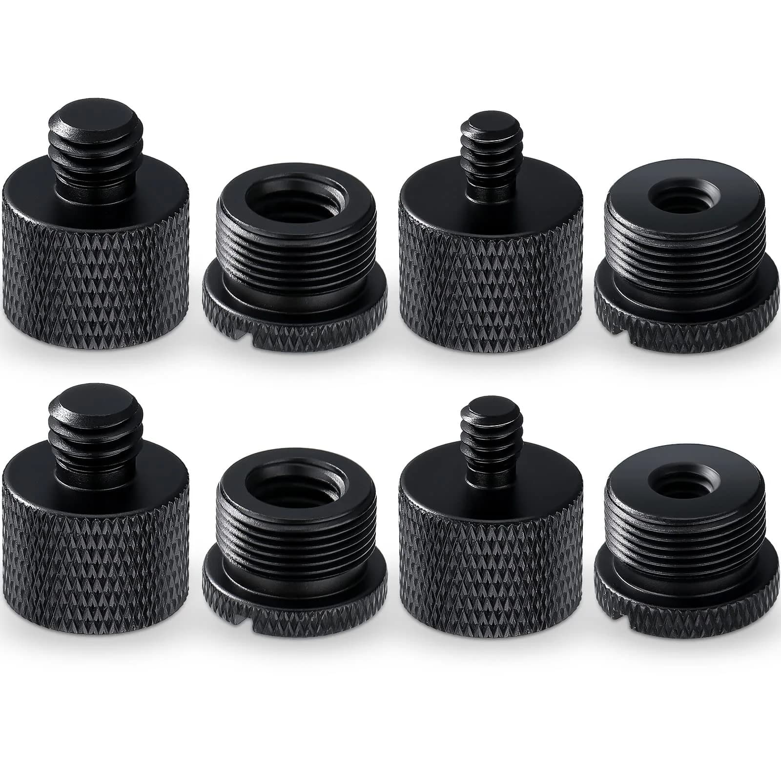 Moxweyeni Black Microphone Stand Adapter Set | 8 Pieces, 4 Styles - main product image