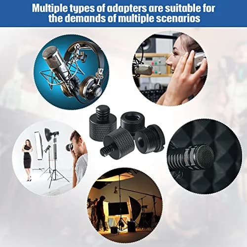 Moxweyeni Black Microphone Stand Adapter Set | 8 Pieces, 4 Styles thumbnail 4