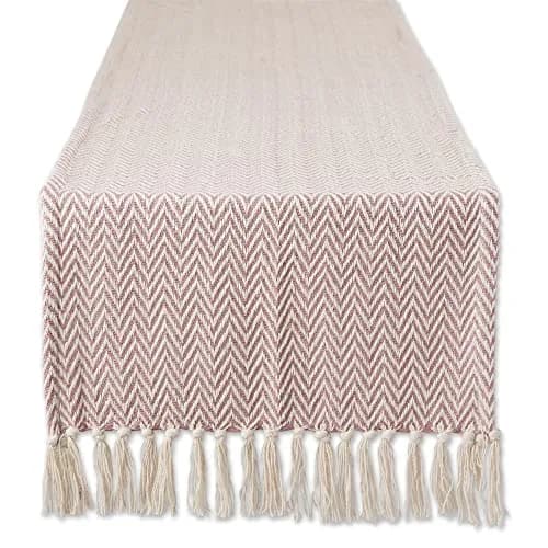 DII Woven Basic Tabletop Collection Chevron Table Runner, 15x72, Pale Mauve | Casual & Durable Cotton thumbnail 1