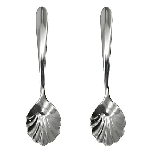 Pinenjoy 2Pcs 4.96in Shell Spoons 18/10(304) Stainless Steel Sugar Spoon | Elegant Shell Design, Mirror Polished, Durable & Safe for Daily Use thumbnail 1