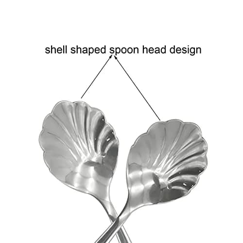 Pinenjoy 2Pcs 4.96in Shell Spoons 18/10(304) Stainless Steel Sugar Spoon | Elegant Shell Design, Mirror Polished, Durable & Safe for Daily Use thumbnail 4