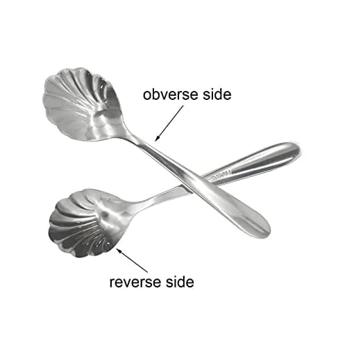 Pinenjoy 2Pcs 4.96in Shell Spoons 18/10(304) Stainless Steel Sugar Spoon | Elegant Shell Design, Mirror Polished, Durable & Safe for Daily Use thumbnail 2