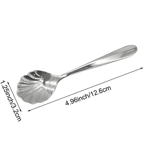 Pinenjoy 2Pcs 4.96in Shell Spoons 18/10(304) Stainless Steel Sugar Spoon | Elegant Shell Design, Mirror Polished, Durable & Safe for Daily Use thumbnail 3