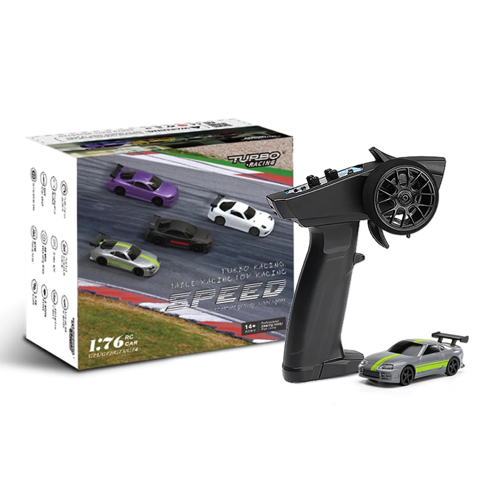 havcybin 1:76 Turbo Racing Scale RC Sport Car | Mini Model with Proportional RTR Kit for Kids & Collectors — C73grey