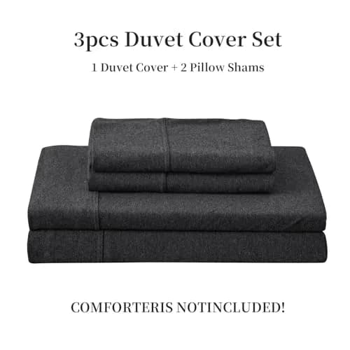 PURE ERA Jersey Knit Duvet Cover Set Heather Charcoal Grey California King | Ultra Soft Cotton Jersey Bedding thumbnail 7