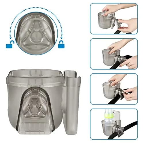Accmor Universal Stroller Cup Holder with Phone Holder & Organizer, Transparent Grey | Fits Most Strollers, Bikes, Wheelchairs, Walkers (1-Pack) thumbnail 5
