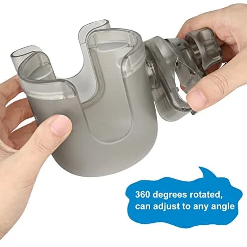 Accmor Universal Stroller Cup Holder with Phone Holder & Organizer, Transparent Grey | Fits Most Strollers, Bikes, Wheelchairs, Walkers (1-Pack) thumbnail 6