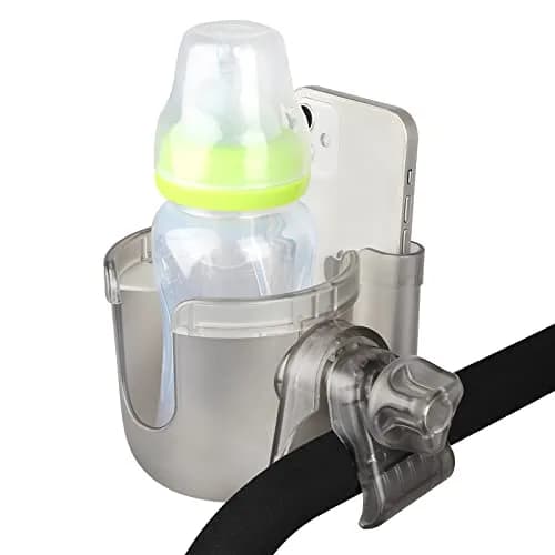 Accmor Universal Stroller Cup Holder with Phone Holder & Organizer, Transparent Grey | Fits Most Strollers, Bikes, Wheelchairs, Walkers (1-Pack) thumbnail 2