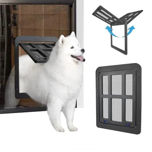 NAMSAN Dog Screen Door 11.2 x 14.4 inches | Large Pet Door for Sliding Doors with Magnetic Self-Closing (70-120c) thumbnail 1