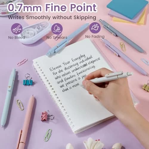FIOVER Gel Pens 6pcs 0.7mm Fine Point Black Ink Quick Dry Pens | Smooth Writing for Students & Office thumbnail 2