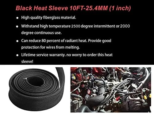 Ummickl Black Heat Shield Sleeve 25mm (1") x 3m (10') | Protects Fuel Lines & Wires from 2500°F Heat thumbnail 4