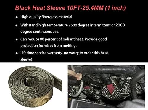 Ummickl Heat Shield Sleeve 25mm (1" ID) x 10ft | High-Temp Basalt Auto Hose Protector thumbnail 4