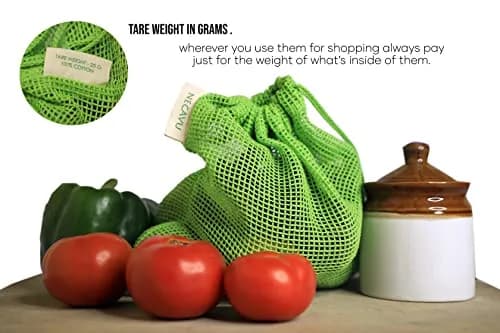 NECAVU 100% Cotton Set of 6 Fridge Bags | Eco-Friendly Vegetable Storage Bags for Fridge (Neem Green, 25cm x 25cm) thumbnail 2