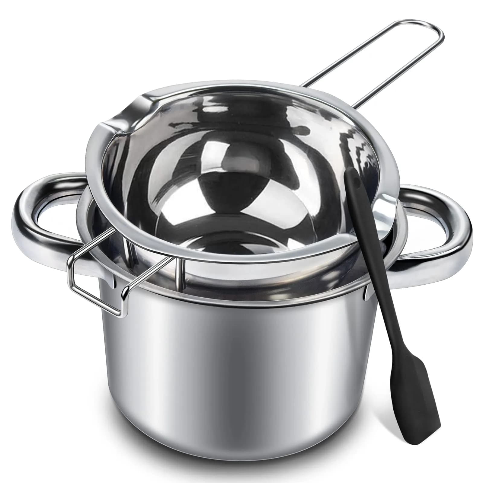 Marsheepy 1200ml Chocolate Melting Pot with 2800ml Stainless Steel Pot | Rust-Proof 304 Steel, Dishwasher Safe — 600ml+1600ml