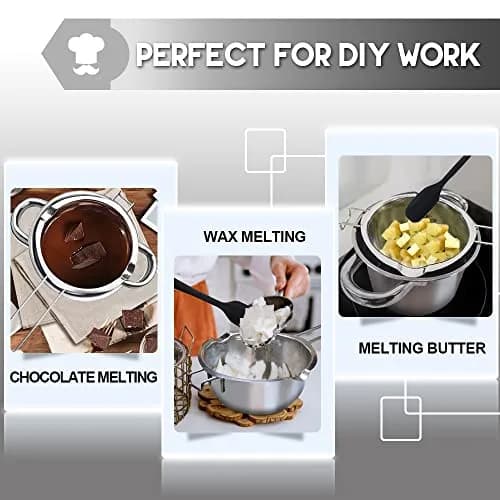 Marsheepy Double Boiler Chocolate Melting Pot 600ml (0.5QT) with 1.5QT Stainless Steel Pot | Rust-Proof 304 Steel thumbnail 6