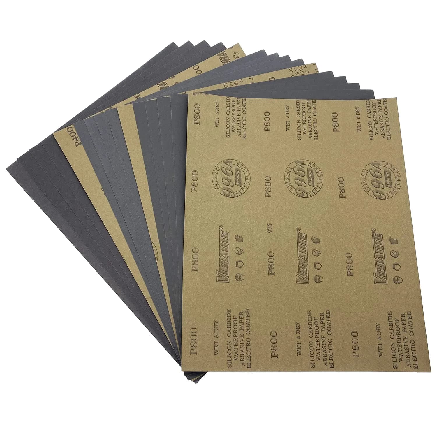 AutKerige 80 Grit Wet Dry Sandpaper Sheets 9x11 Inch (10-Pack) | Silicon Carbide for Wet/Dry Sanding — Grit(400/600/800)