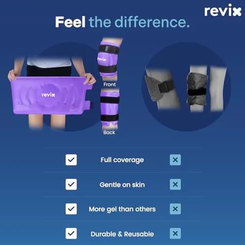 REVIX XL Knee Ice Wrap with Full Coverage Gel Pack | Reversible for Left/Right Knee, Purple thumbnail 7