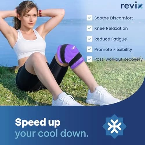 REVIX XL Knee Ice Wrap with Full Coverage Gel Pack | Reversible for Left/Right Knee, Purple thumbnail 3