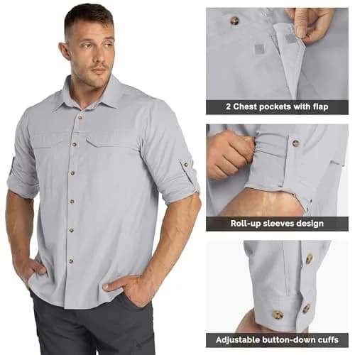 33,000ft Men's Long Sleeve Hiking Shirt XX-Large Silver Grey | Quick Dry UPF 50 Sun Protection thumbnail 6