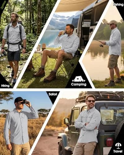 33,000ft Men's Long Sleeve Hiking Shirt XX-Large Silver Grey | Quick Dry UPF 50 Sun Protection thumbnail 2