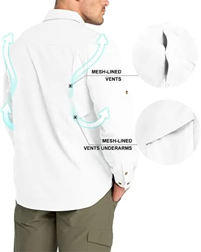 33,000ft Men's White Long Sleeve Hiking Shirt UPF 50+ | Quick Dry & Breathable thumbnail 4