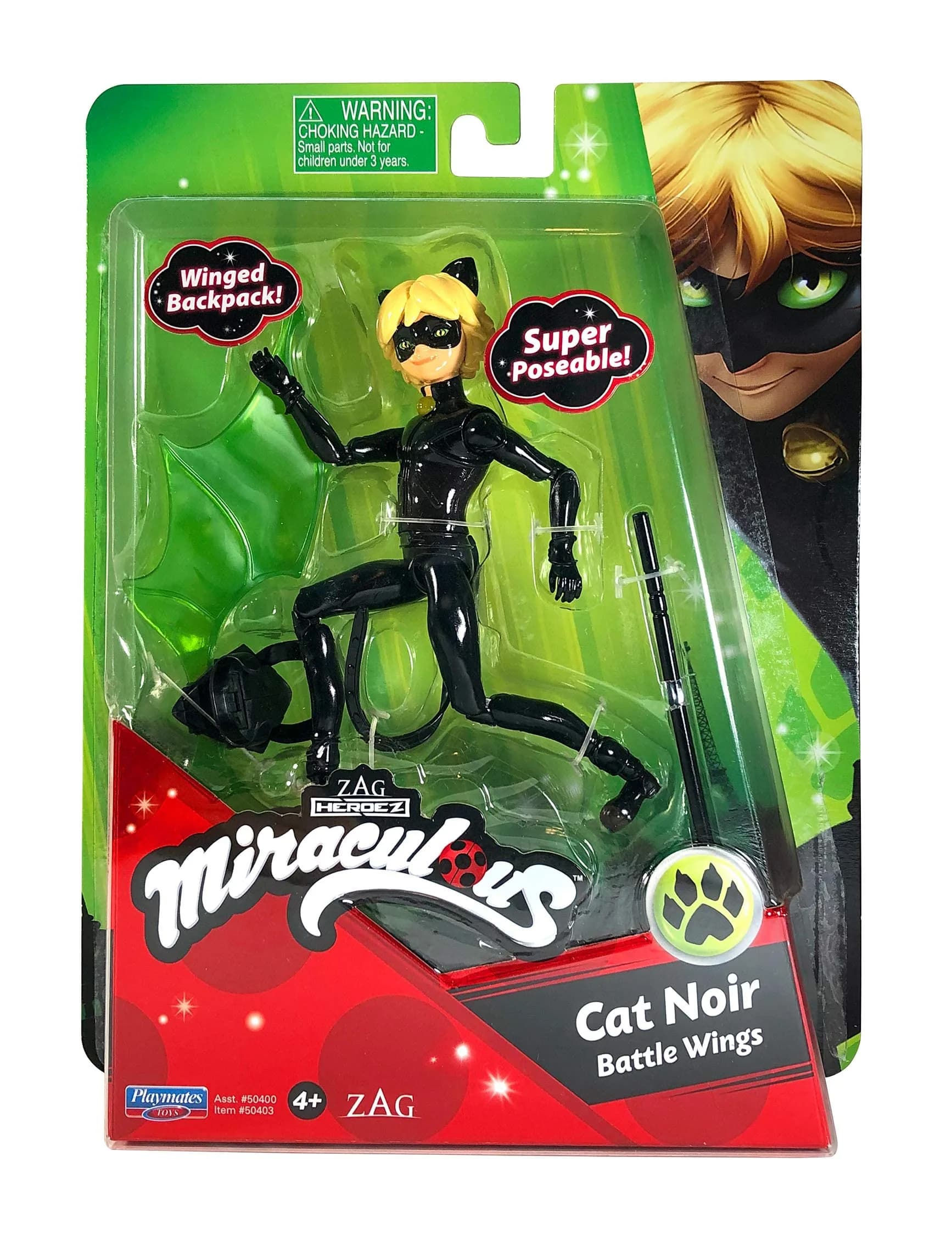 BANDAI Miraculous Tales of Ladybug and Cat Noir Small Doll 12cm Cat Noir With Accessories | Superhero Toy - main product image