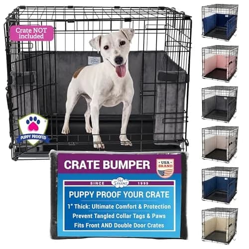Pet Dreams Dog Crate Bumper - Patented Comfy Liner & Dog Tail Protector for Inside Crate, Fits iCrate Cages 18, 24, 30, 36, 42, 48 Inches (Grey, XX-Large, 48") | Universal Fit for Large Dogs thumbnail 1
