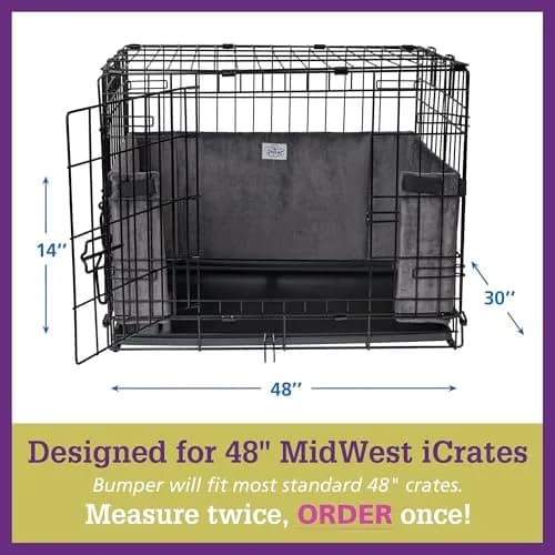 Pet Dreams Dog Crate Bumper - Patented Comfy Liner & Dog Tail Protector for Inside Crate, Fits iCrate Cages 18, 24, 30, 36, 42, 48 Inches (Grey, XX-Large, 48") | Universal Fit for Large Dogs thumbnail 6