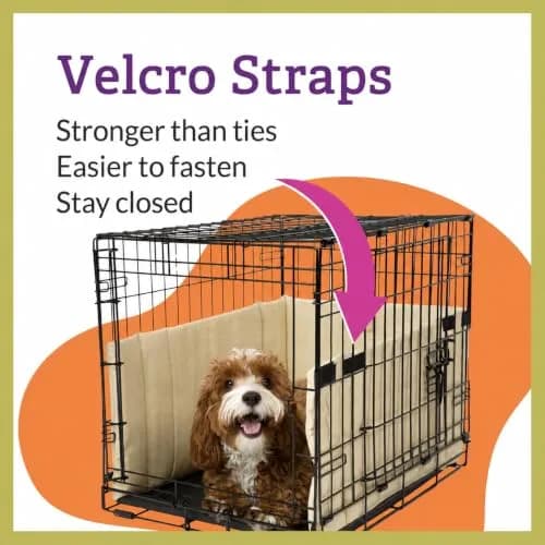 Pet Dreams Dog Crate Bumper - Patented Comfy Liner & Dog Tail Protector for Inside Crate, Fits iCrate Cages 18, 24, 30, 36, 42, 48 Inches (Grey, XX-Large, 48") | Universal Fit for Large Dogs thumbnail 3