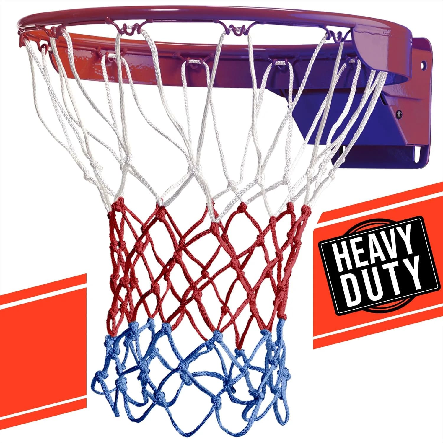 Ultra Sporting Goods Heavy Duty Basketball Net - 12 Loop All Weather Hoop Net | Fits Standard 18-inch Rims — Red, White, and Blue