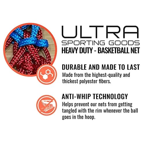 Ultra Sporting Goods Heavy Duty Basketball Net Replacement | All Weather Anti Whip, Fits Standard Indoor or Outdoor Rims (21 inches, 12 loops) thumbnail 5