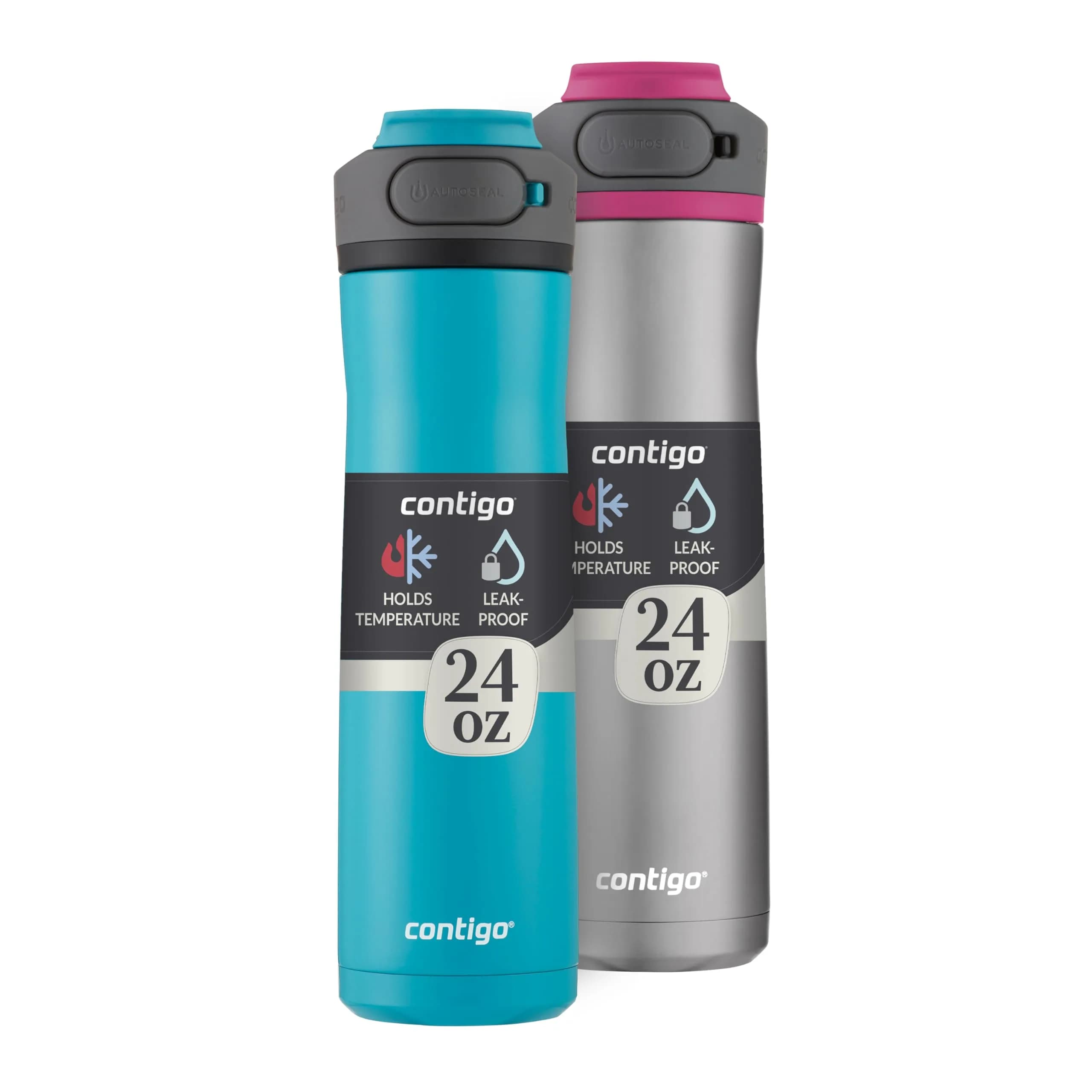 Contigo Cortland Chill 2.0 Water Bottle 710ml (24oz) | Spill-Proof AUTOSEAL Technology — Juniper & Steel/Dragonfruit / 24 oz