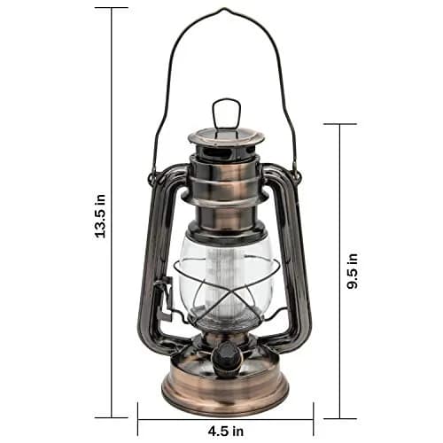 YAKii Vintage LED Hurricane Lantern 4.7"x9.5" (Copper 2 Pack) | Battery Operated Dimmer Switch for Rustic Ambiance thumbnail 4