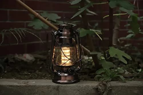 YAKii Vintage LED Hurricane Lantern 4.7"x9.5" (Copper 2 Pack) | Battery Operated Dimmer Switch for Rustic Ambiance thumbnail 7