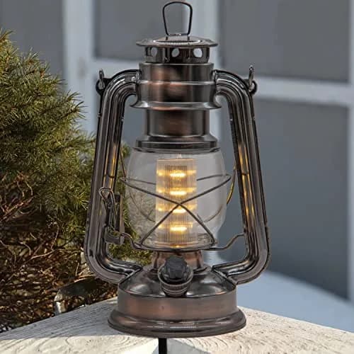 YAKii Vintage LED Hurricane Lantern 4.7"x9.5" (Copper 2 Pack) | Battery Operated Dimmer Switch for Rustic Ambiance thumbnail 3
