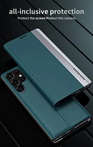 CCSmall Samsung Galaxy S22 Ultra PU Leather Flip Case with Stand CX Deep Blue | Slim, Durable & Wireless Charging Support thumbnail 6