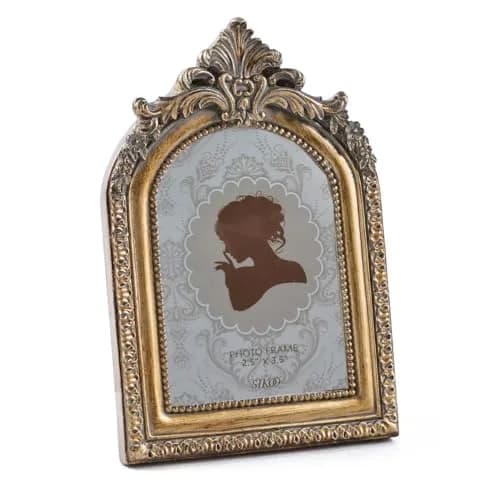 SIKOO Vintage Mini 2.5 × 3.5 Picture Frame Antique Bronze Gold | Resin with Glass Front thumbnail 7