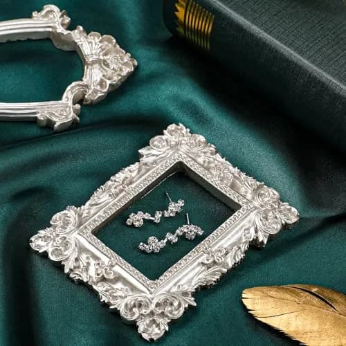 Yalikop Mini Vintage Silver Resin Picture Frames (4.92 x 4 in / 12.5 x 10.2 cm) | Set of 5 Ornate Floral Frames for Wall & Tabletop Display thumbnail 4