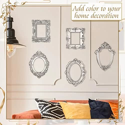 Yalikop Mini Vintage Silver Resin Picture Frames (4.92 x 4 in / 12.5 x 10.2 cm) | Set of 5 Ornate Floral Frames for Wall & Tabletop Display thumbnail 6