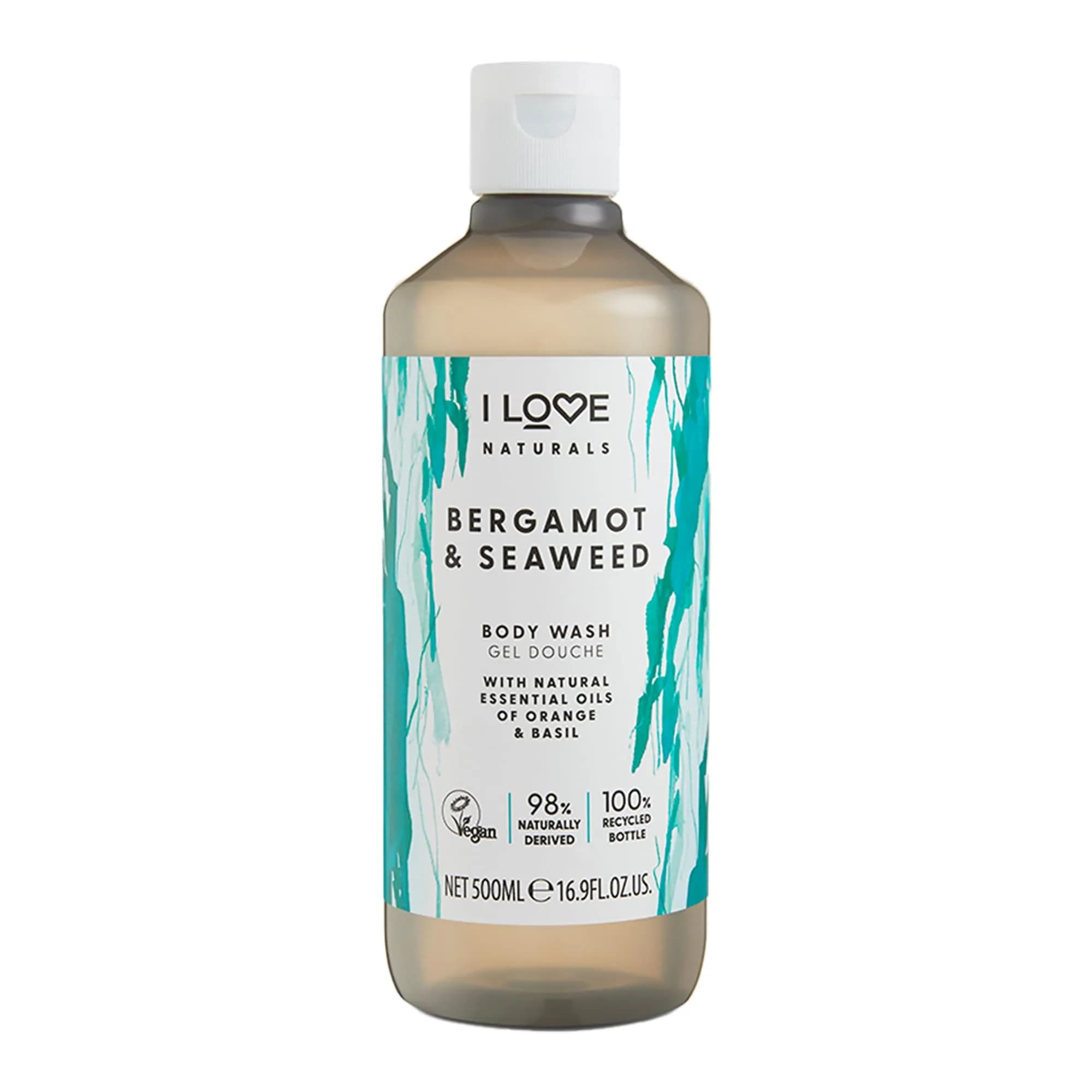I LOVE Naturals Bergamot and Seaweed Body Wash - Moisturizing Plant-Based Cleanser 16.9 oz | Infused with Essential Oils - main product image