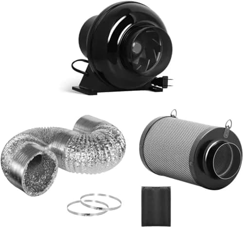 iPower 4 Inch 195 CFM Inline Ventilation Fan with Carbon Filter & Ducting | Grow Tent Air Circulation thumbnail 1