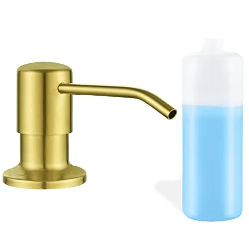 DOILIESE Gold Brushed Stainless Steel Built-in Soap Dispenser 500ml (17 Fl Oz) | Refillable Countertop Pump for Kitchen Sinks thumbnail 1