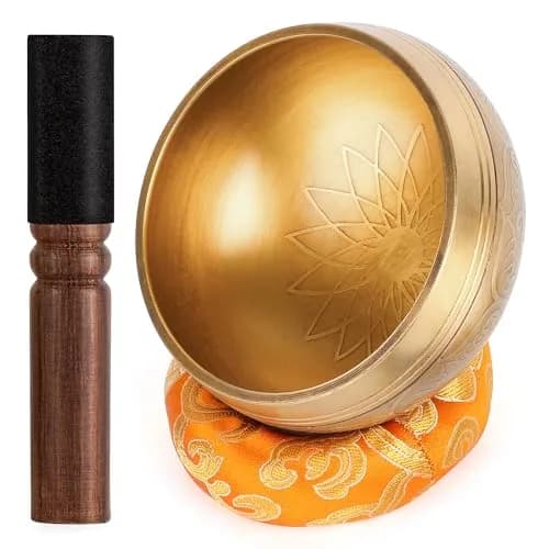 Relaehih Tibetan Singing Bowl Set 4 Inch (10.16 cm) | Authentic Nepal Handmade Meditation Chakra Sound Bowl thumbnail 1