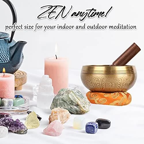 Relaehih Tibetan Singing Bowl Set 4 Inch (10.16 cm) | Authentic Nepal Handmade Meditation Chakra Sound Bowl thumbnail 8