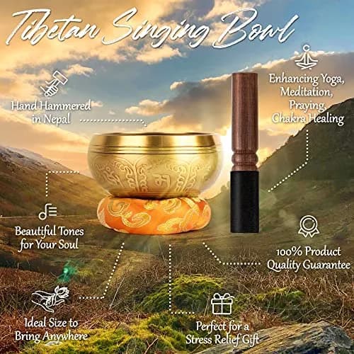 Relaehih Tibetan Singing Bowl Set 4 Inch (10.16 cm) | Authentic Nepal Handmade Meditation Chakra Sound Bowl thumbnail 2